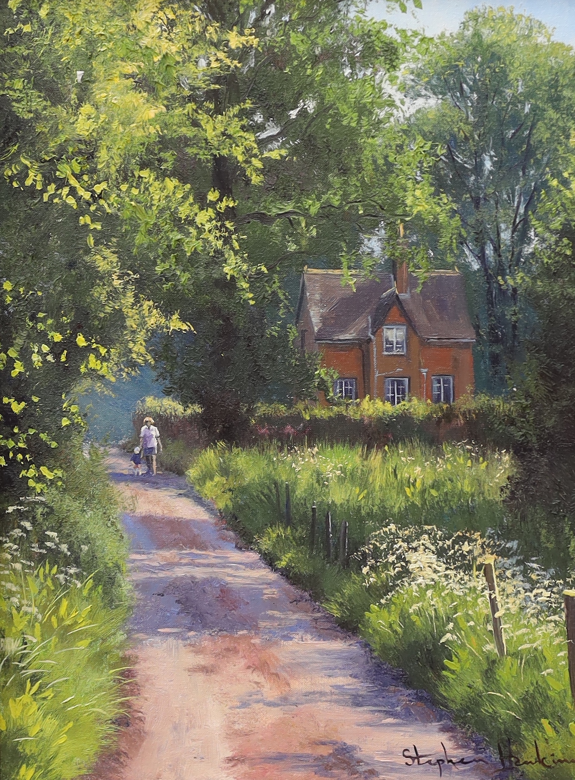 Stephen Hawkins (b.1964), oil on canvas, ‘Lane at Twineham’, signed, The Ashdown Gallery label verso, 39 x 29cm